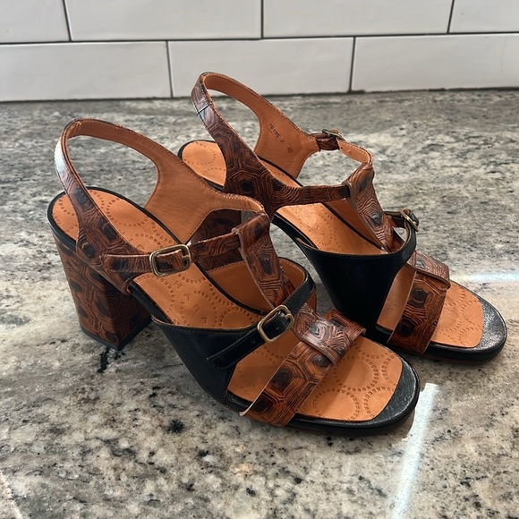 NWT Chie Mihara Reinol Two-Tone Multi Strapped Stacked Heel Sandal Size 40 (10) - Picture 5 of 11